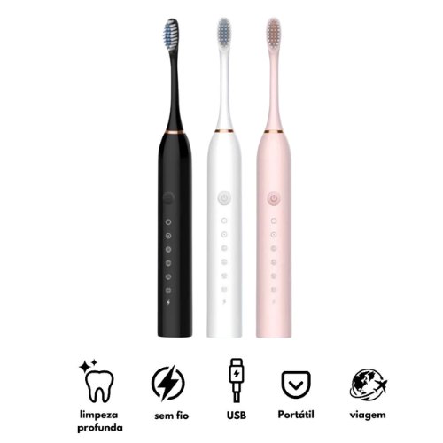 Escova Dental Elétrica USB Carga 6 Engrenagem