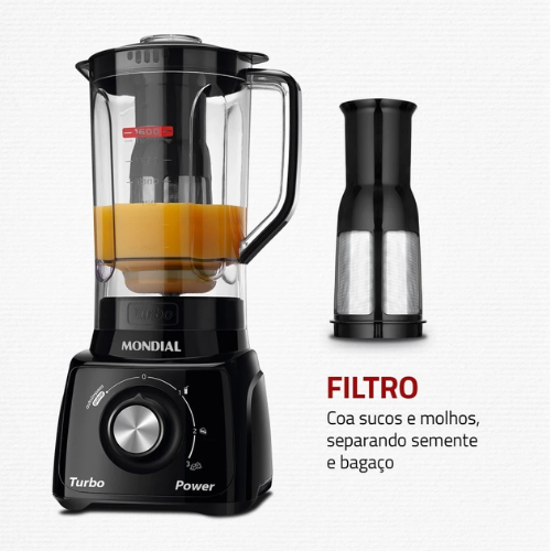 Liquidificador 3 velocidades Turbo Power preto 